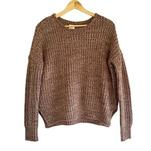 Essentials by Full Tilt Women's Brown‎ Knit Sweater Crew Neck Medium